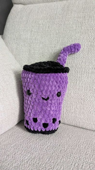 Pluszowe bubble tea z włóczki, ręcznie robione
