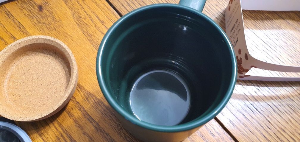 Kubek 400ml zielony, brązowy, biały