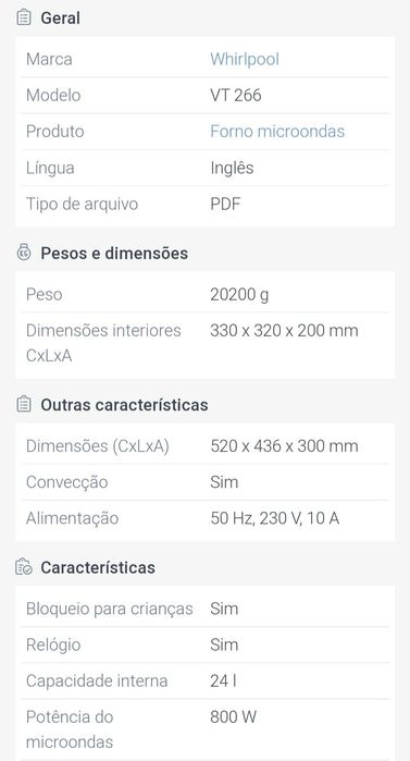 Microondas Whirlpool