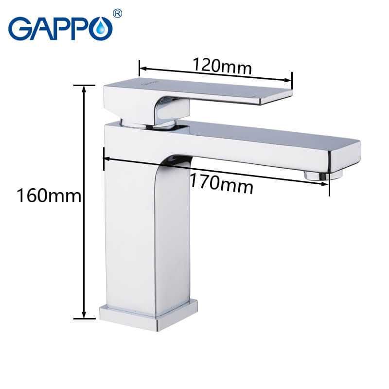 Квадратный смеситель для умывальника Gappo хром, змішувач, кран