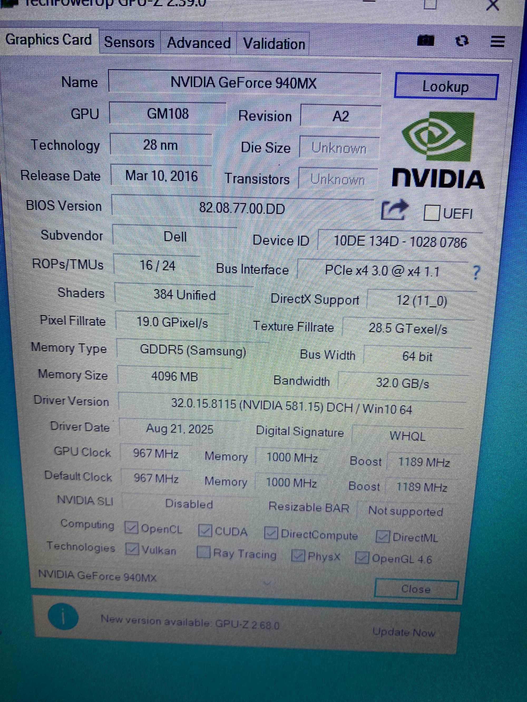 Ноутбук Dell Vostro 5568,i5-7200u,16Gb DDR4,256Gb m2 SSD,940MX 4Gb
