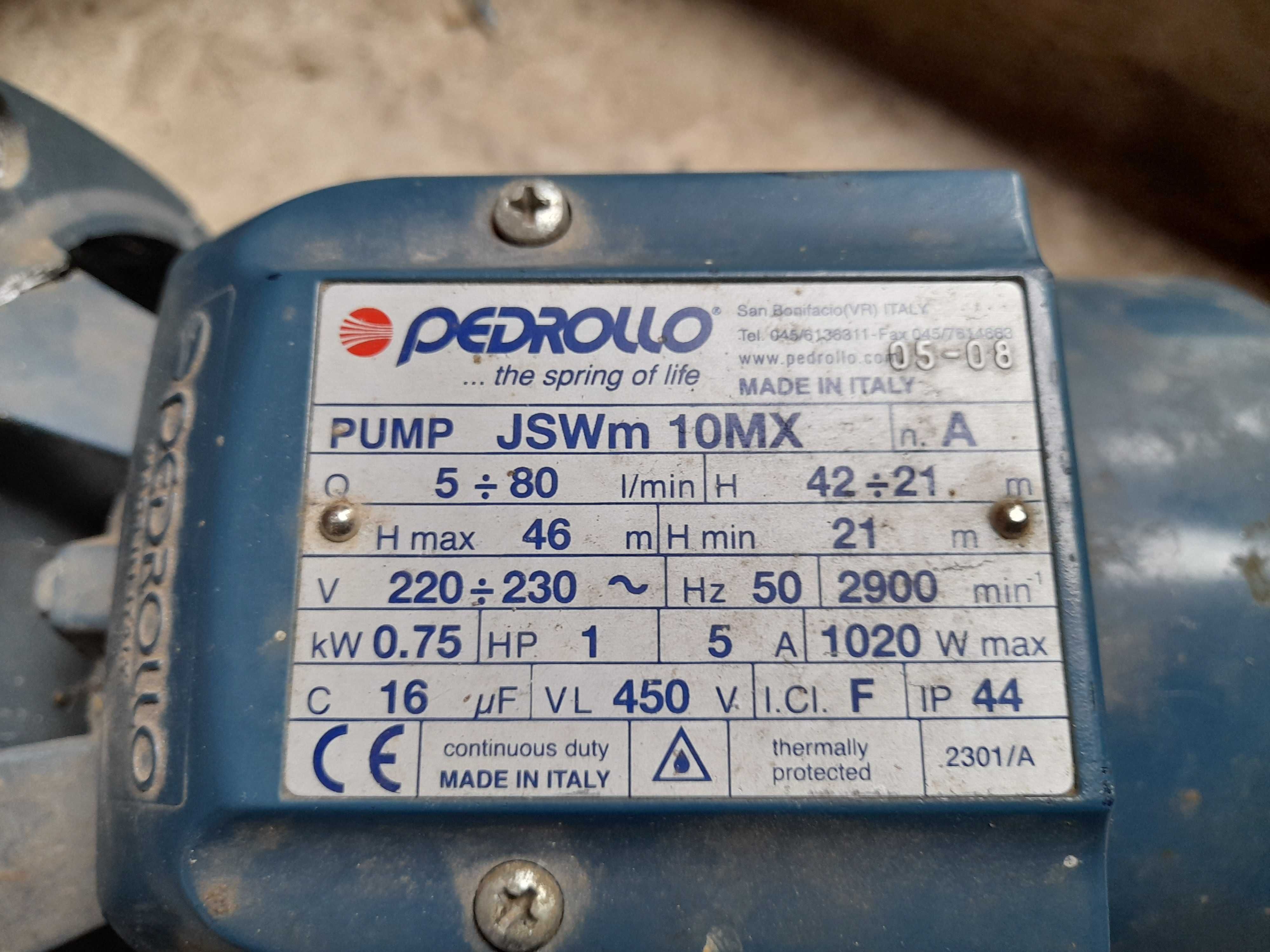 Двигун Pedrollo JSWm-10MX (ІТАЛІЯ) 0,75 квт (для насосних станцій)