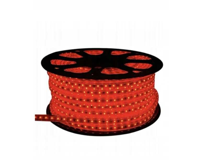 TAŚMA LED 230V CZERWONA IP68 silikon wodoszczelna  100 metrów szpula