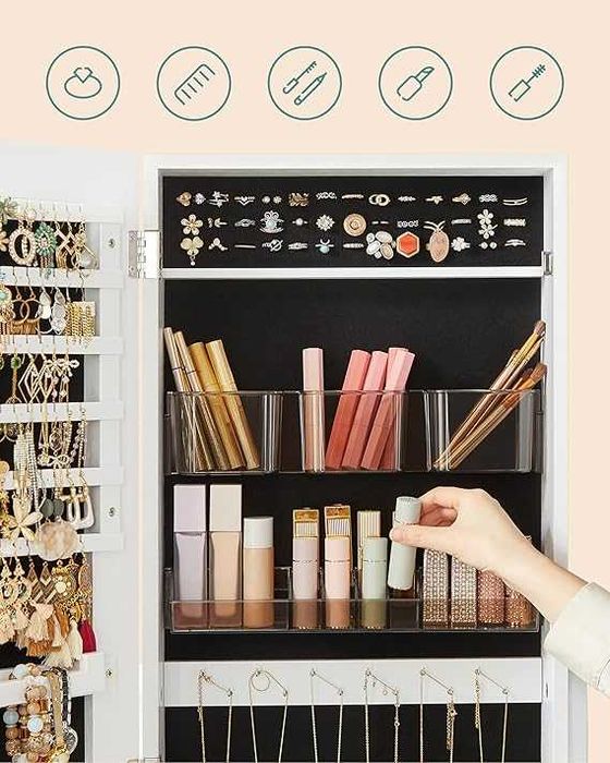 Piękna szafka, lustro na biżuterię, kosmetyki, perfumy. Nowa, biała