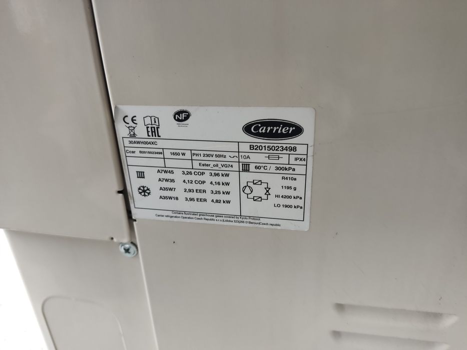 Pomp ciepła carrier monoblok 4kw
