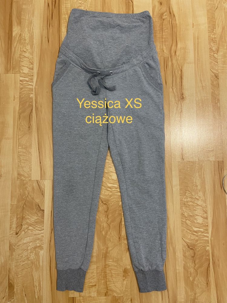 Yessica C&A XS ciążowe spodnie dresowe szare  w pasie sznurek Vintage