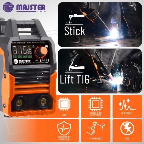 Nowoczesna SPAWARKA Inwertorowa Inwerterowa MMA TIG LCD 315A WYPRZEDAŻ