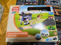 Klocki drewniane Play tive Motorway i Train&Road Control Room Set