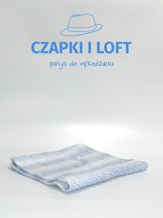 Czapka z kominem ręcznie robiona na drutach