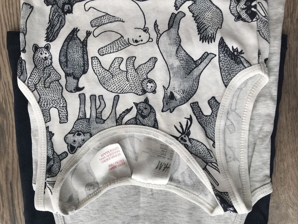 Bawełniane koszulki podkoszulki topy 3-pak H&M 98-104 cm 3/4 lata