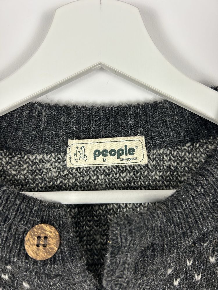 Norweski sweter duży męski 100% wool wełna ciepły vintage zapinany