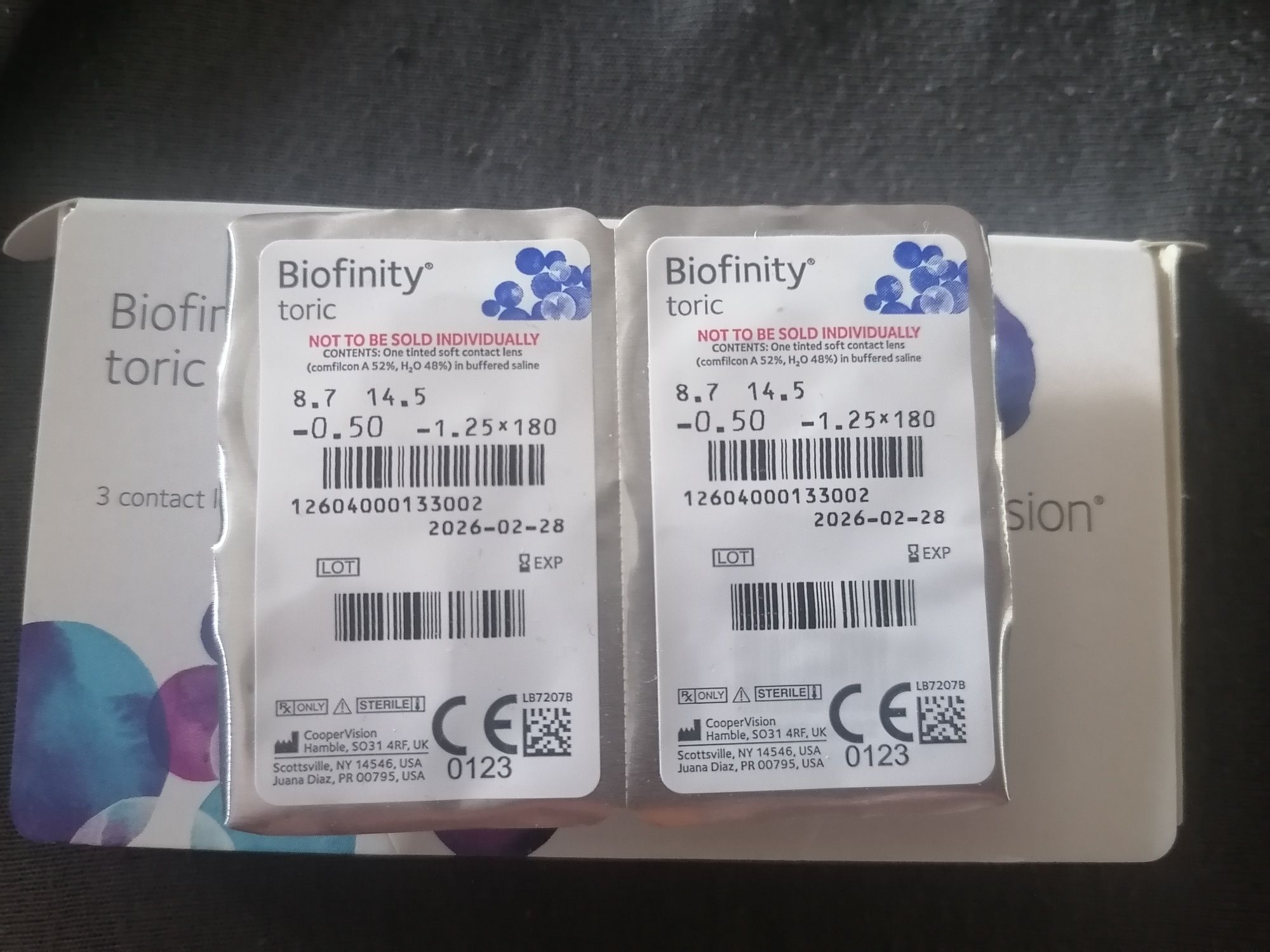 Soczewki kontaktowe toryczne, biofinity toric, CooperVision.