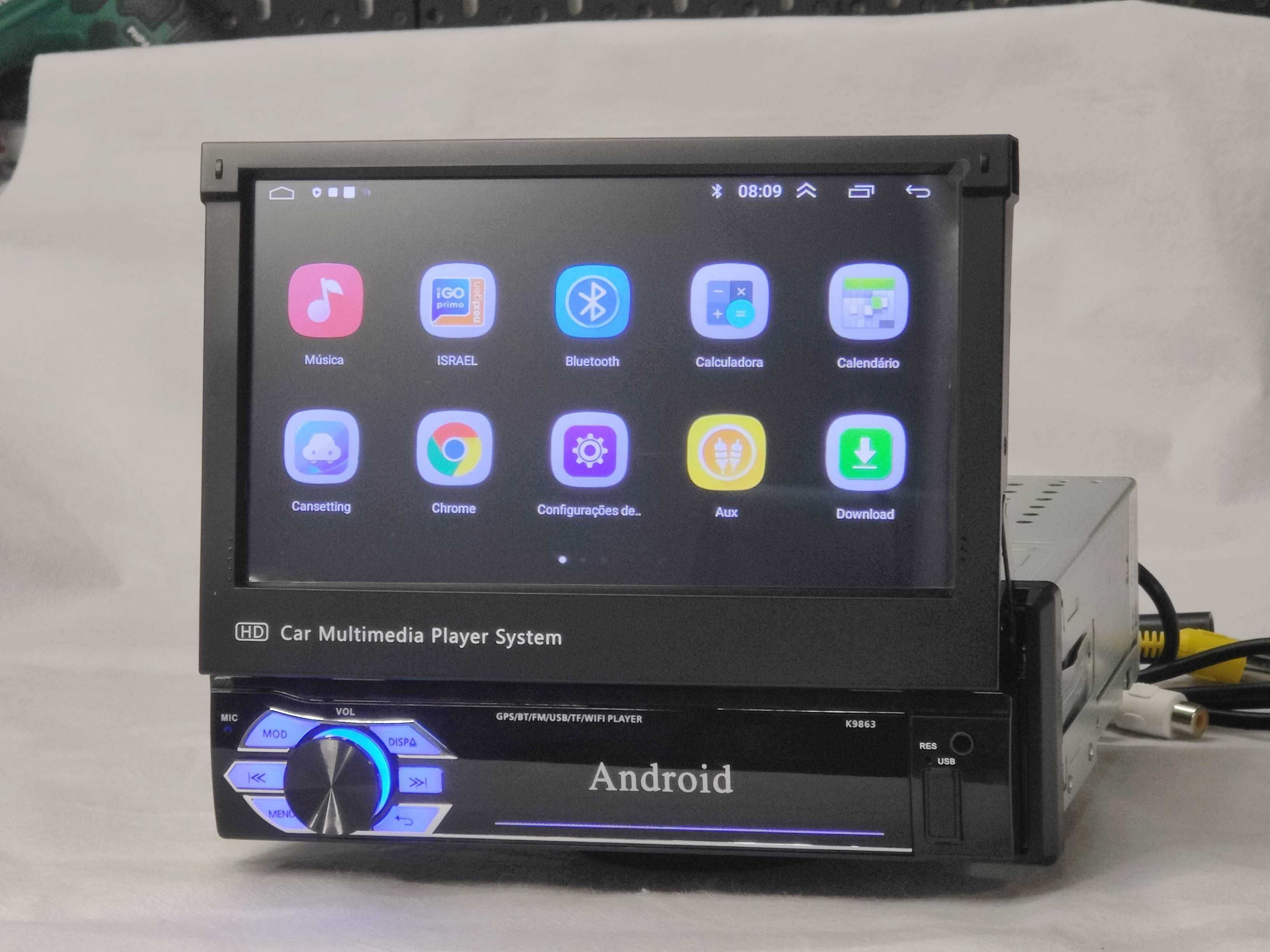 Radio 1 DIN Android 11 Abertura automática - GPS WIFI Bluetooth NOVO