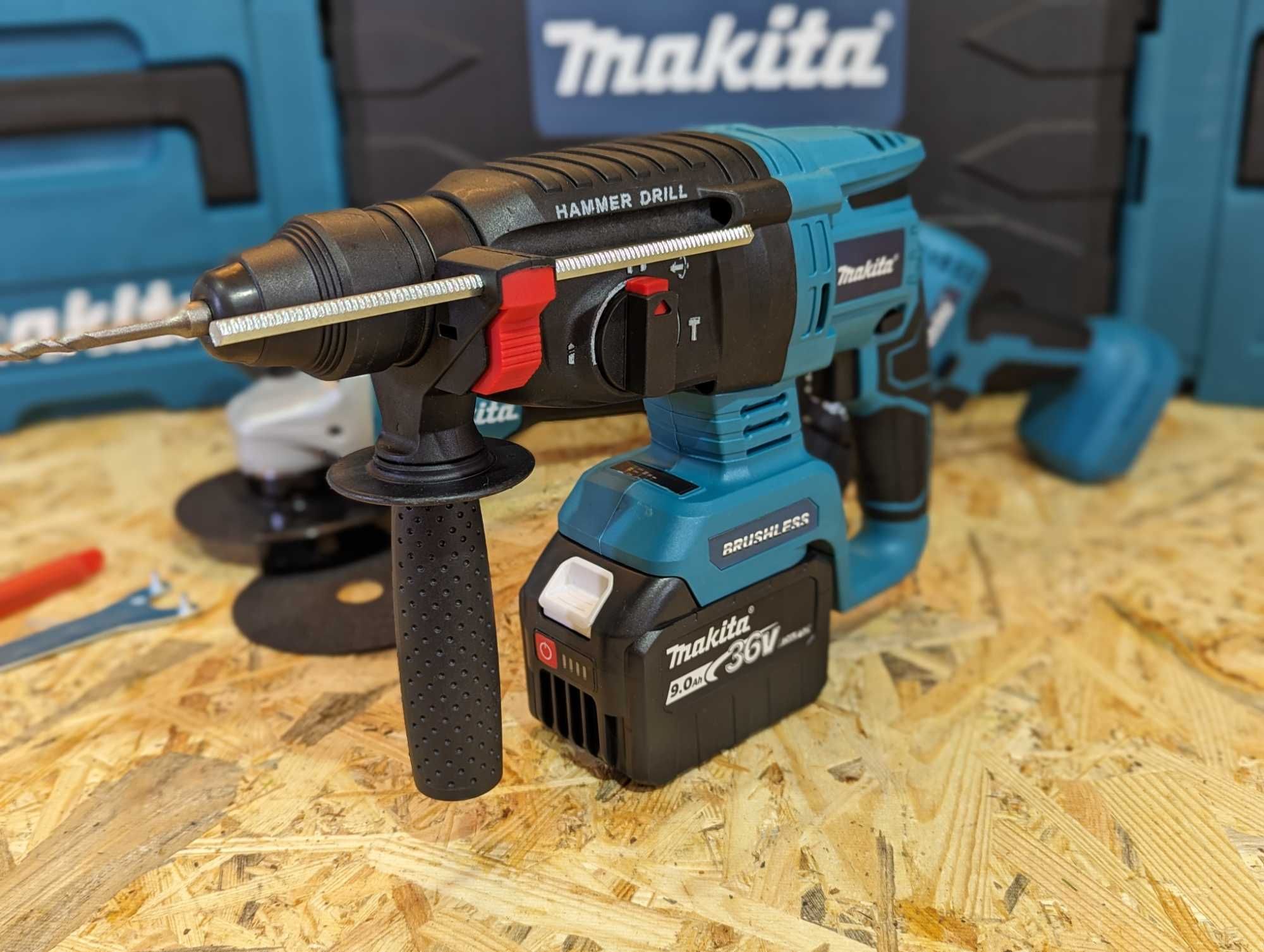 Makita Набір 3в1: Болгарка DGA504 Шуруповерт DHP485 Перфоратор DHR202