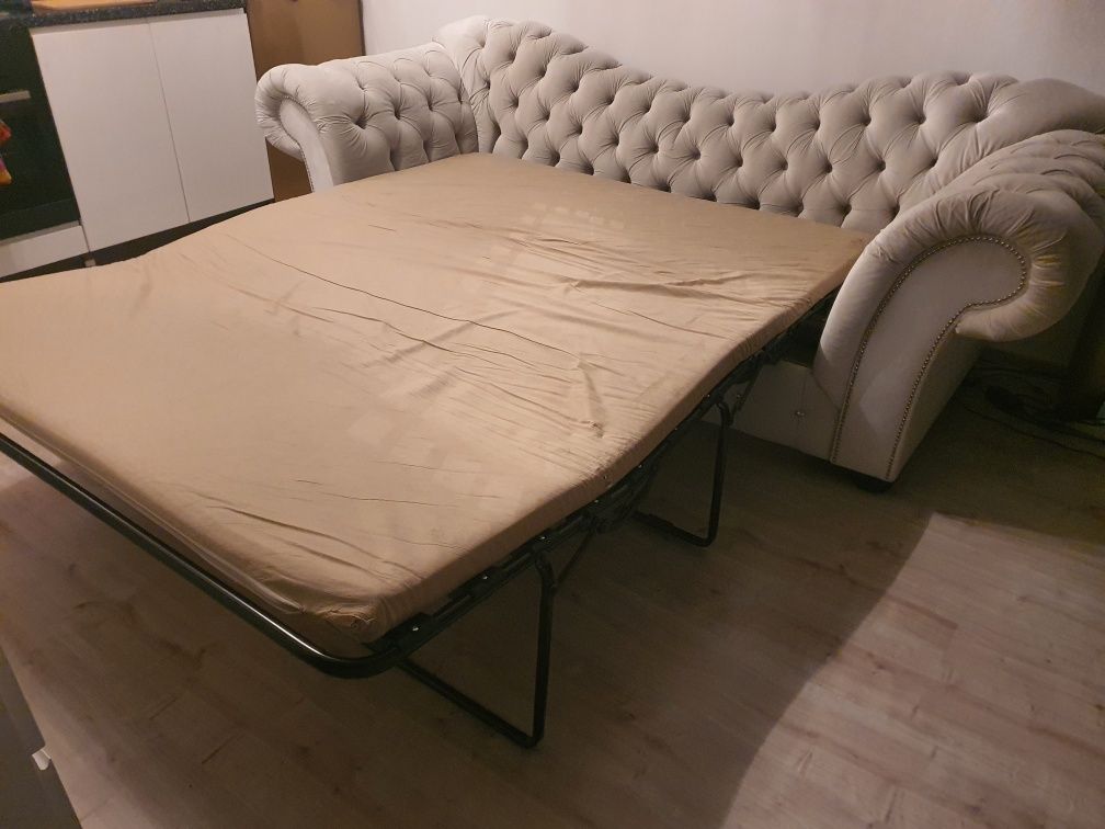 Sofa Chesterfield rozkładana 3-osobowa glamour rezerwacja do 25.04