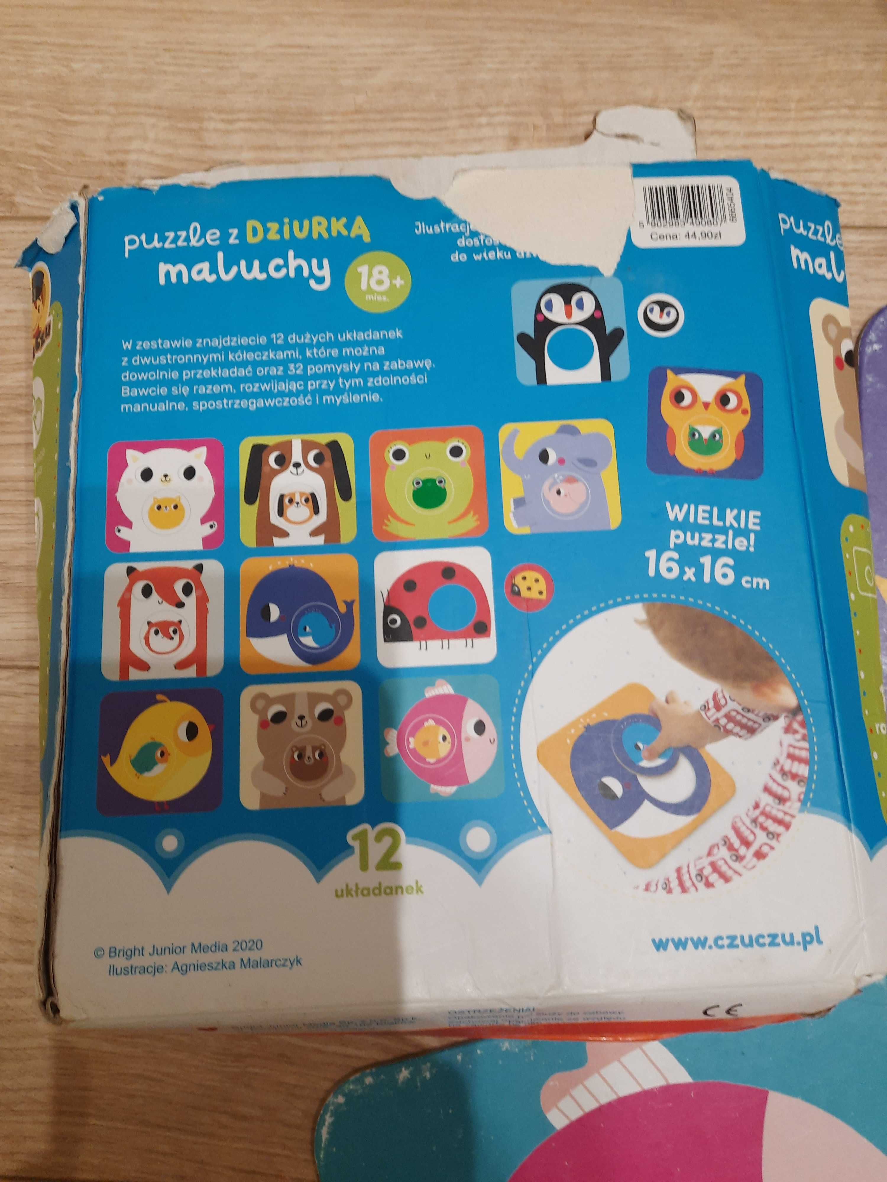 zabawki dla dzieci czuczu puzzle kubełki ficher price pajacyk zestaw