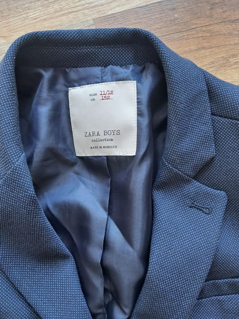 Garnitur granatowy Zara 146 152 wełniany wesele marynarka elegancka