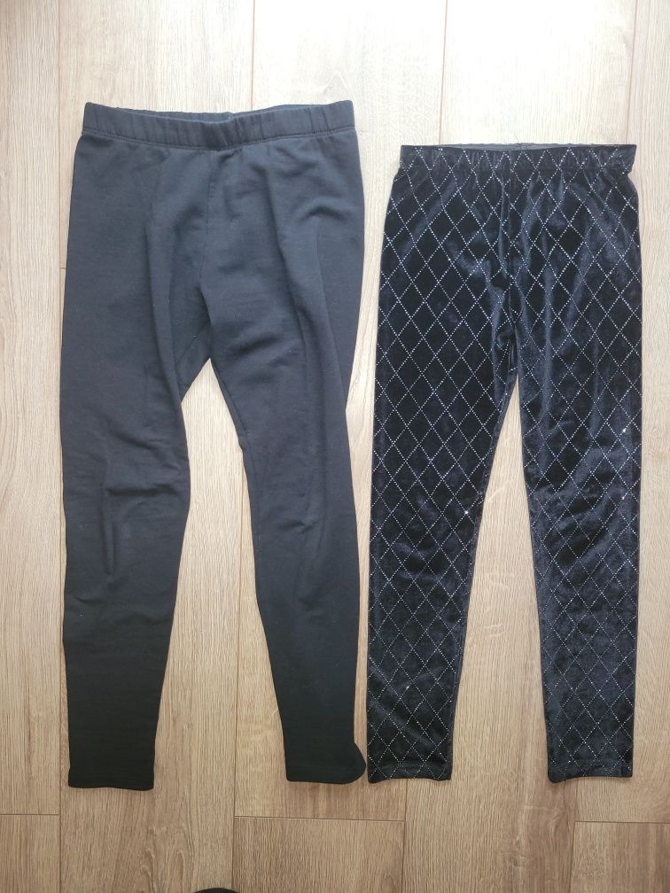 2 x getry / legginsy 140-16 cm (ocieplane i ozdobne)