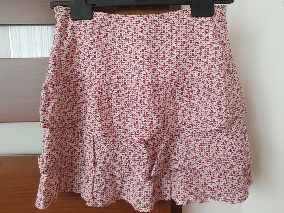 2x różowa spódniczka mini letnia kwiaty