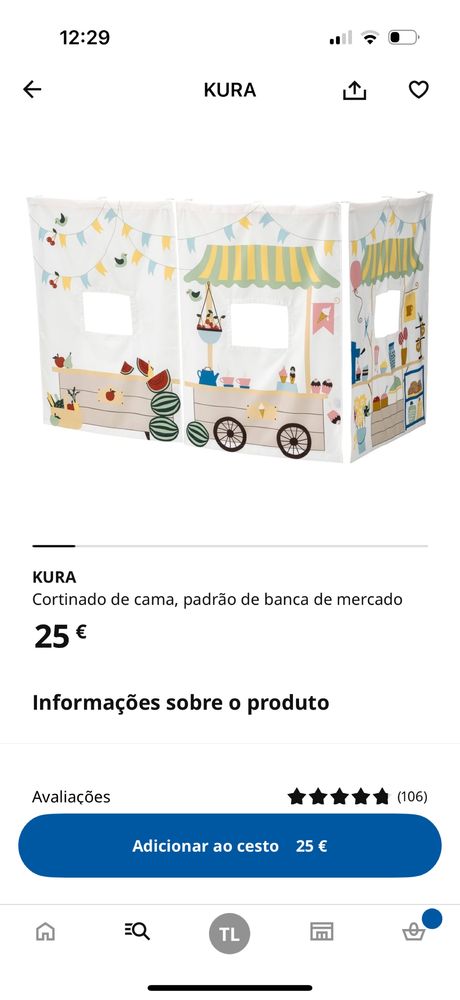 Cama KURA + colchão 90x200