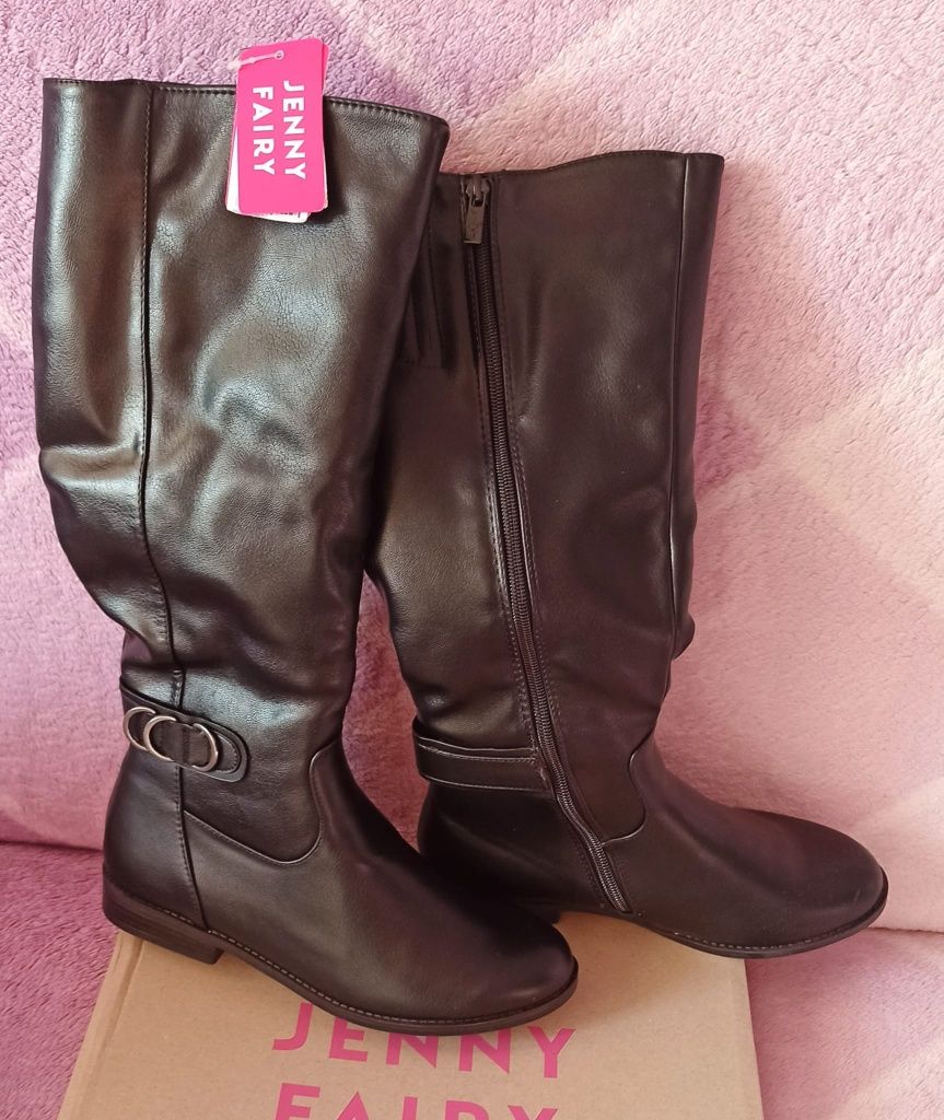 Nowe Buty kozaki damskie czarne Jenny Fairy