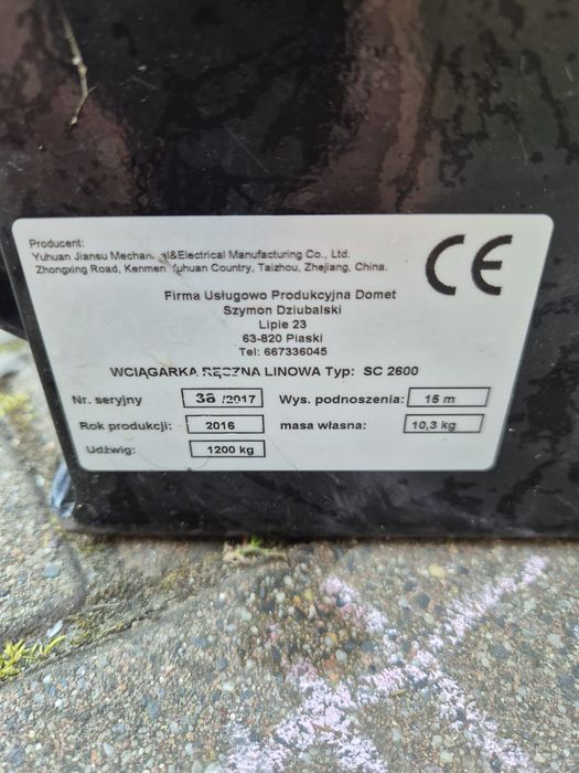 Wciągarka ręczna linowa 1200kg