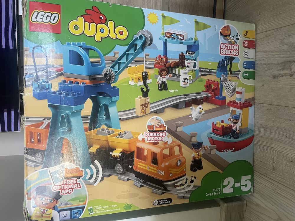 Lego duplo pociąg towarowy + tory i wiadukt