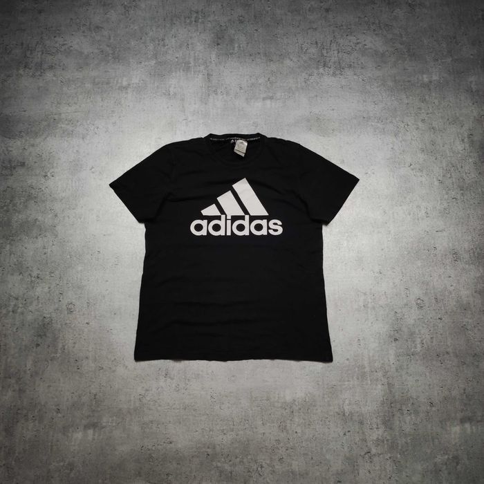 MĘSKA Koszulka Bawełna PREMIUM Czarna Duże Logo Codzienna Adidas