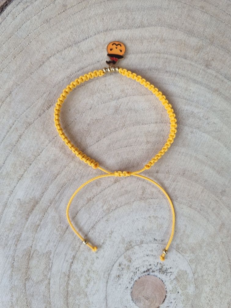 Żółta bransoletka dynia makrama handmade rękodzieło