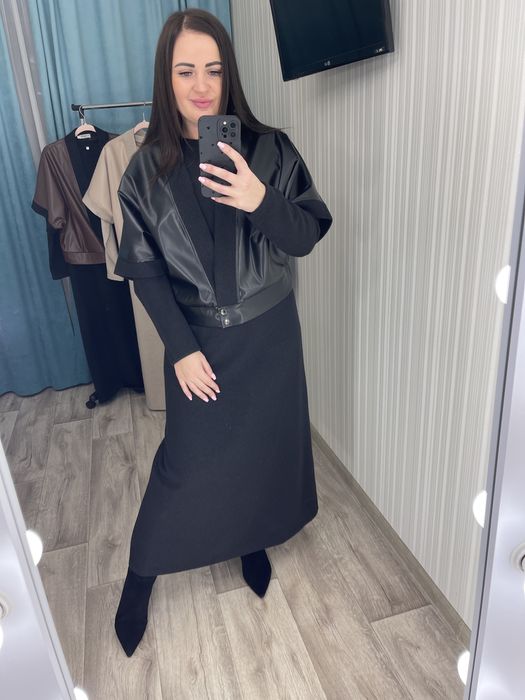 Женское платье ангора+кардиган 50-64 батал Жіночий костюм батал теплий