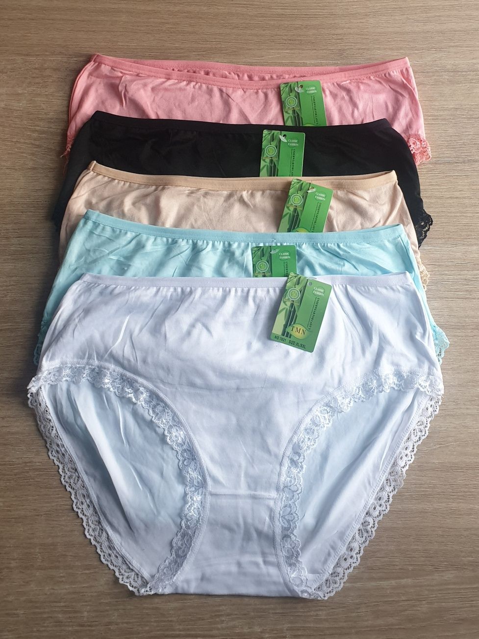 5×bambusowe Damskie majtki figi z koronką XL /2 XL