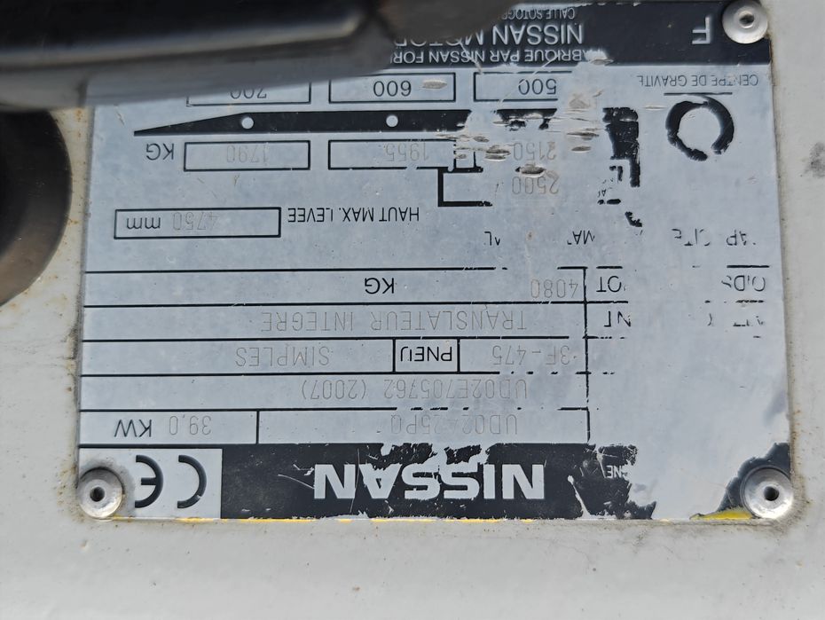 Wózek Nissan FG25 2.5T Lpg Triplex 4.8m Pozycjoner Przebieg 2 tys. mtg