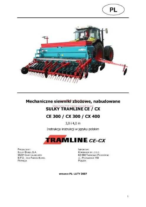 Instrukcja obsługi siewnika SULKY Tramline CE/CX/CE 300/CX300/CX400
