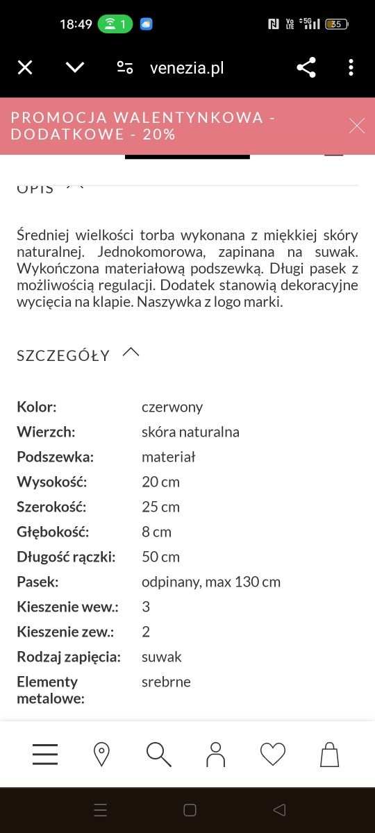 Venezia Skórzana torba listonoszka