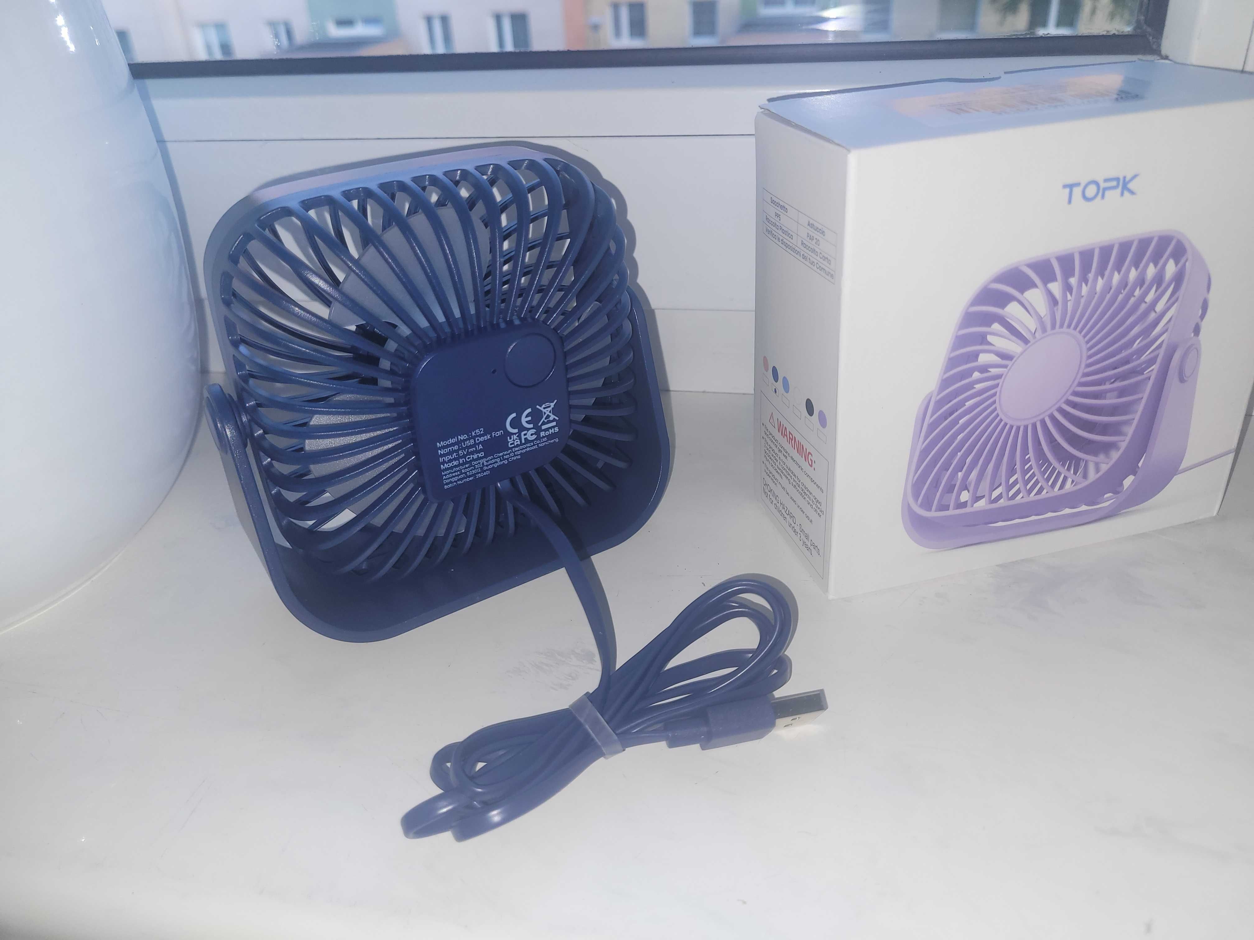 Wentylator wiatrak usb TOPK granatowy Nowy