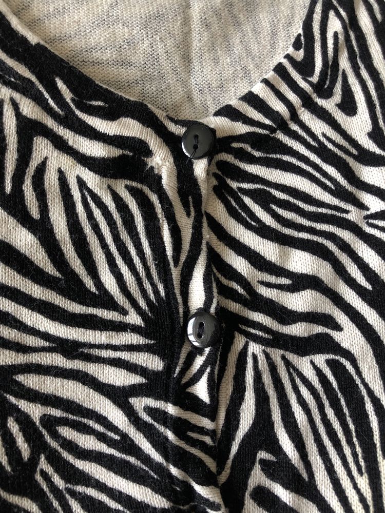 Kardigan sweter rozpinany guziki zebra H&M S 36