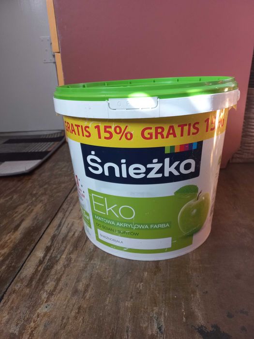 Biała farba Śnieżka Eko 11,5 litra, ekologiczna, matowa, wydajna, Nowa