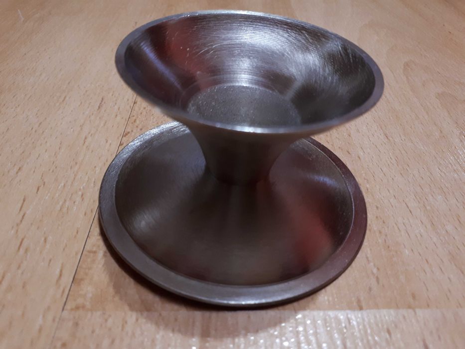 Podstawa świecy z kolcem - śr. 9 cm, mosiądz, posrebrzana
