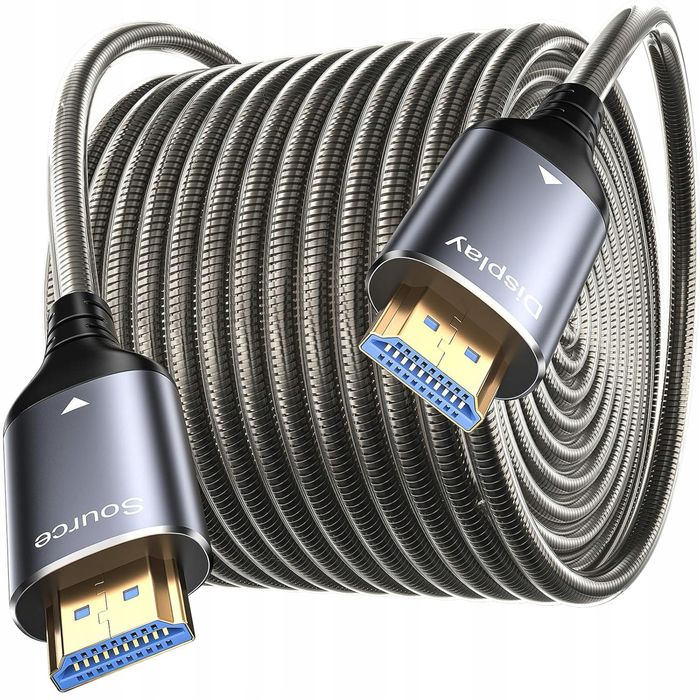 Kabel światłowodowy HDMI 2.1 8K 15 m, stalowa osłona 48 Gb/s