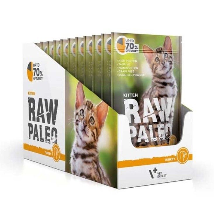 RAW PALEO KITTEN TURKEY 12x100g - mokra karma dla kociąt - indyk