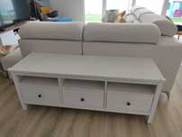 Móvel TV Ikea Hemnes, velatura branca
Medidas: 148x47x57 cm