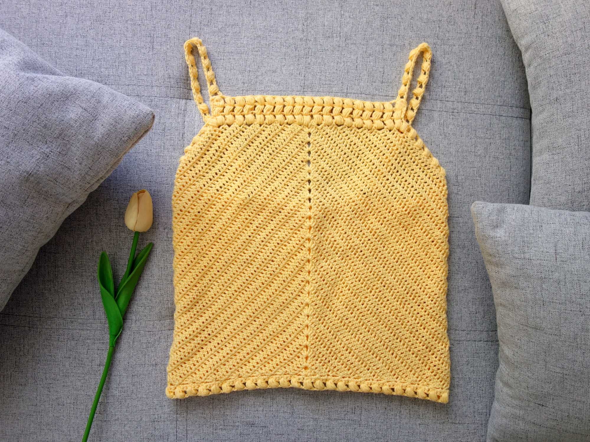 NOWY top szydełkowy crop bluzka na szydełku handmade na lato 34 XS