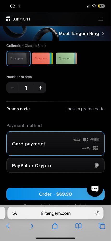 Криптогаманець Tangem Wallet 1.0