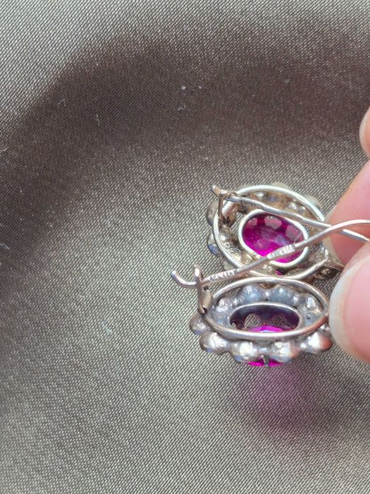 Piękne kolczyki w stylu vintage z rubinami SREBREM 875