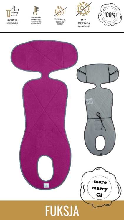 Wkładka merino do fotelika SIMPLE WOOL G1 RÓŻOWA More Merry NEW 2025