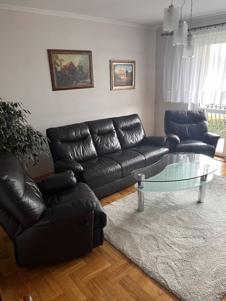 Sofa ciemny brąz skorzana