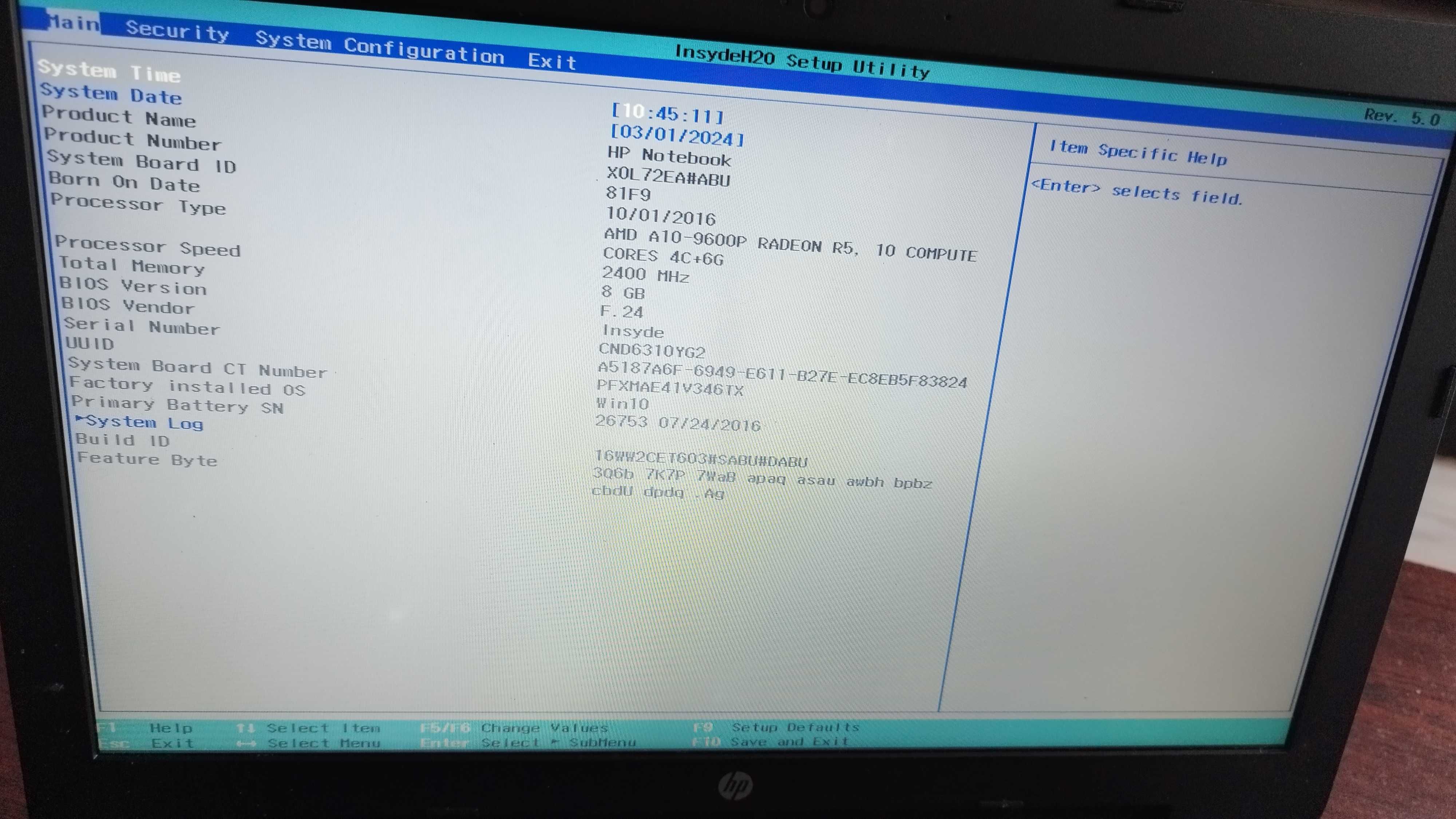 HP A10 4x3,3 8gb ddr4 2tb  hdd laptop