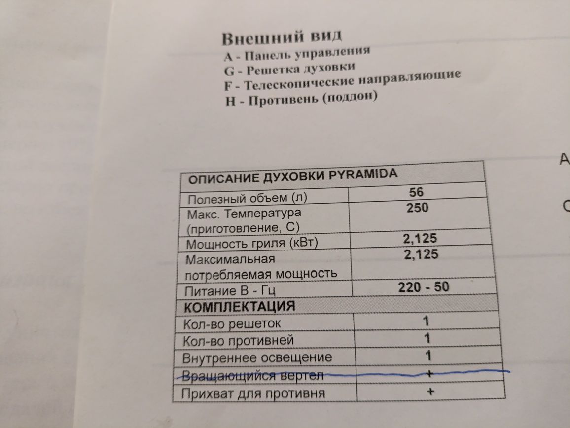 Вбудована духова шафа PYRAMIDA Б/У