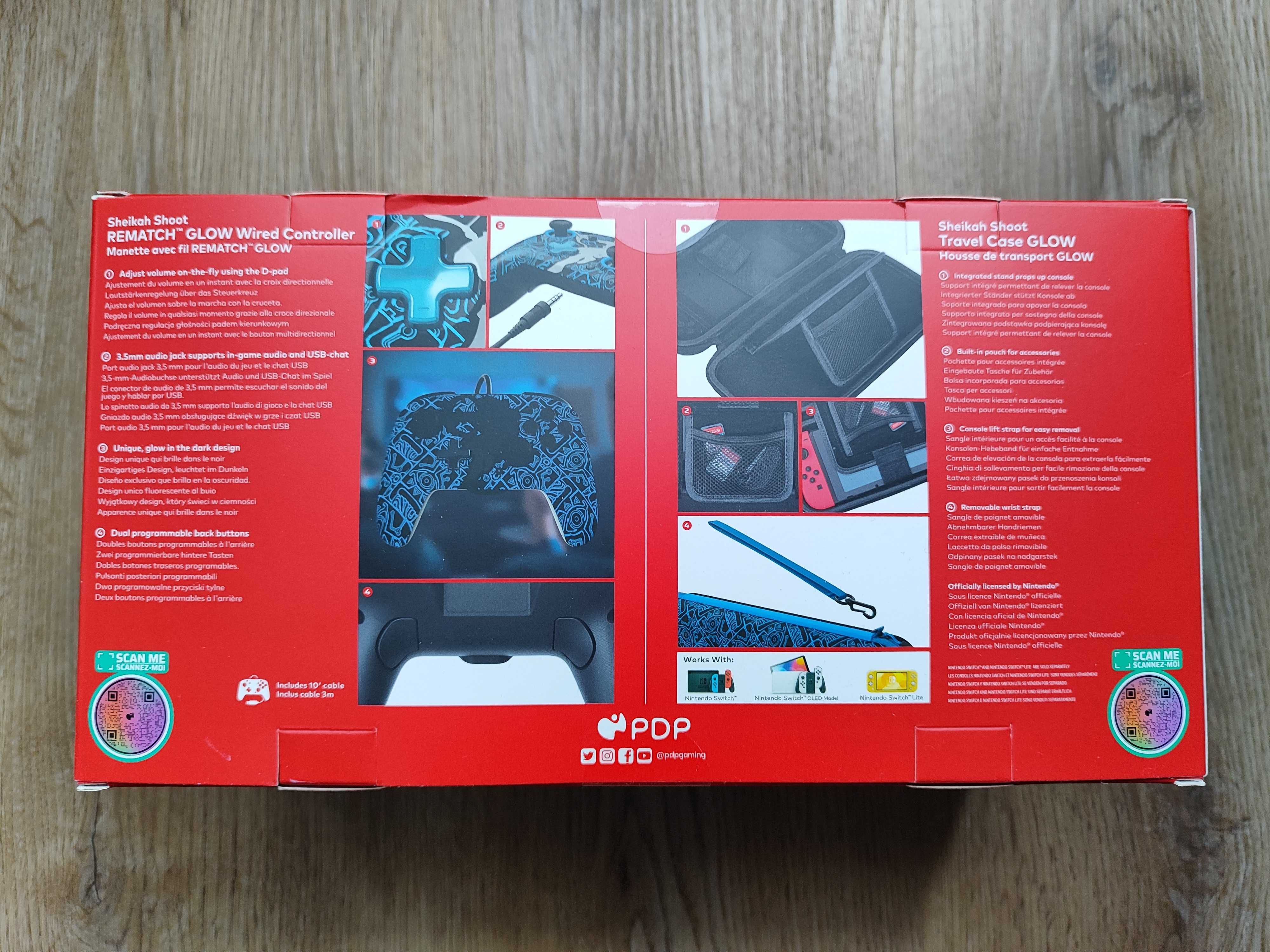Zestaw Etui Glow Nintendo Switch/Lite/OLED +kontroler przewodowy Zelda