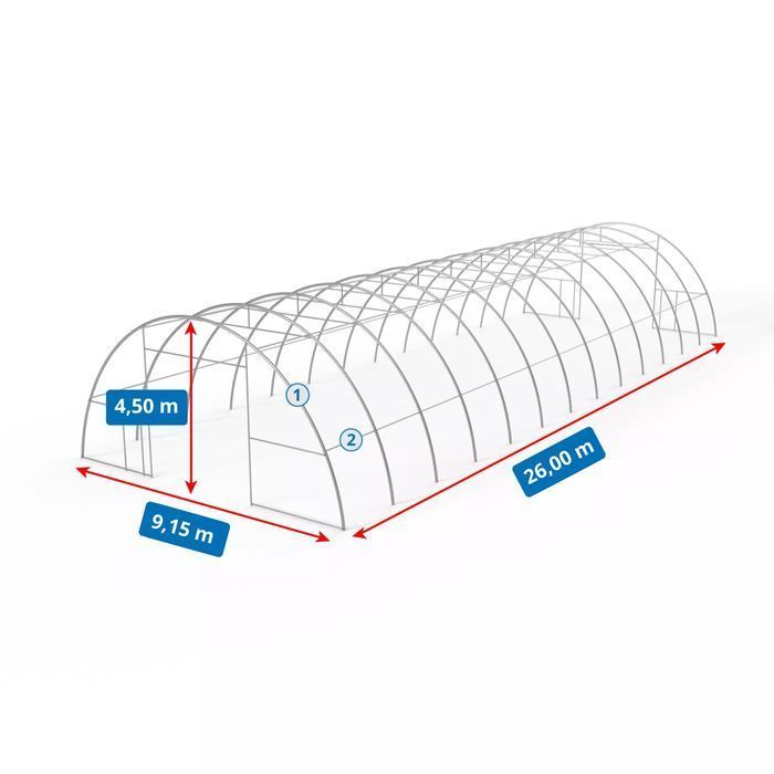 Hala namiotowa łukowa 9,15x26m Wytrzymała Konstrukcja Lato/Zima